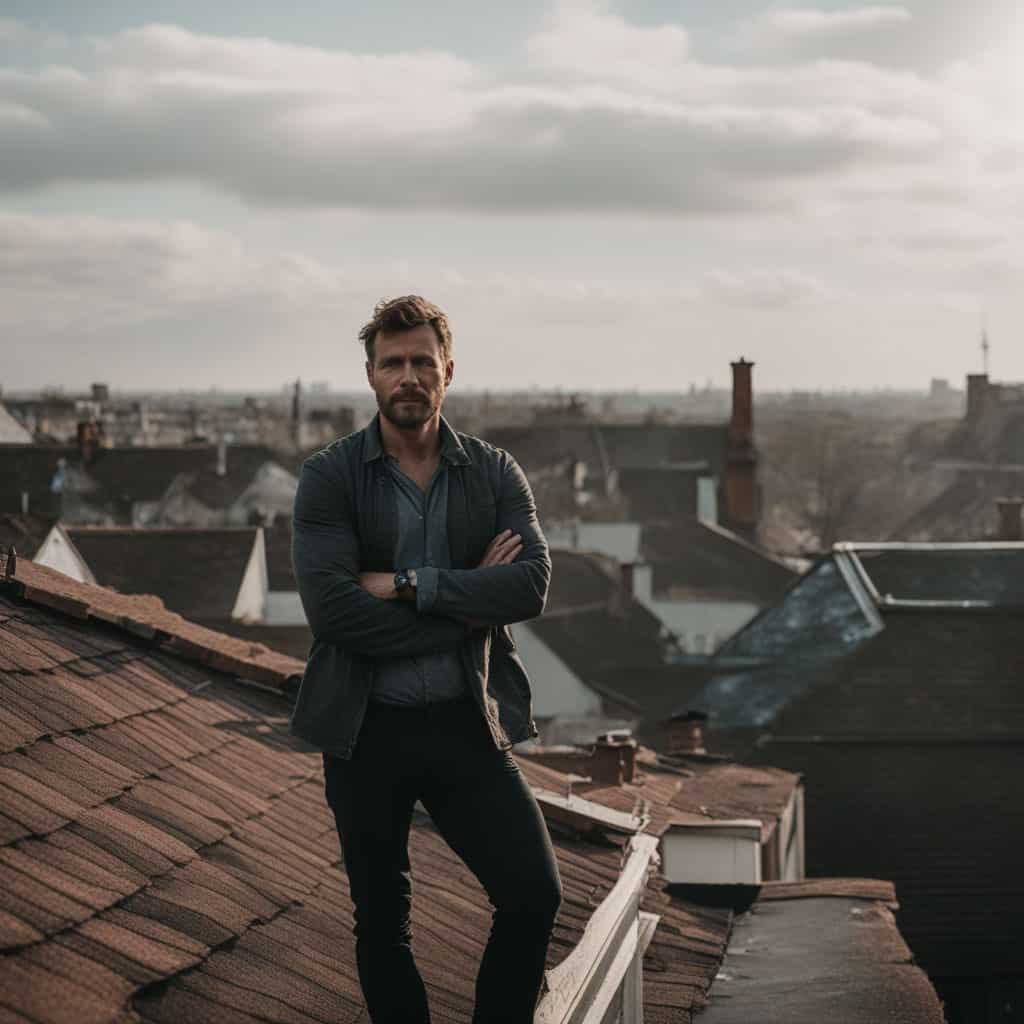 ace roofer epsom roofer standing on roof